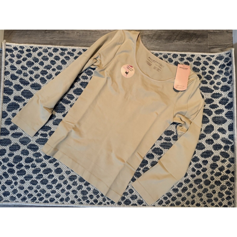 Shapermint Essentials All Day Every Day Long Sleeve Shaping Top Xl Beige Nwt